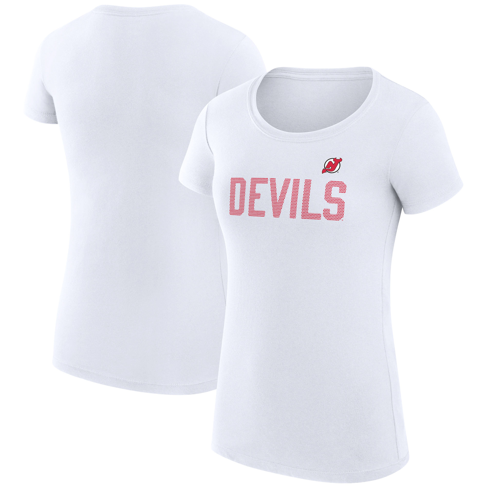 Women's G-III 4Her by Carl Banks White New Jersey Devils Super-Slim Fit Lightweight Dot Print Team T-Shirt